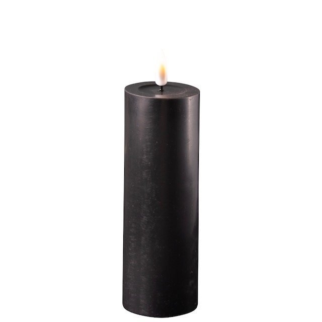 LED Stumpenkerze Real Flame schwarz, schwarz 15 cm, Ø 5 cm