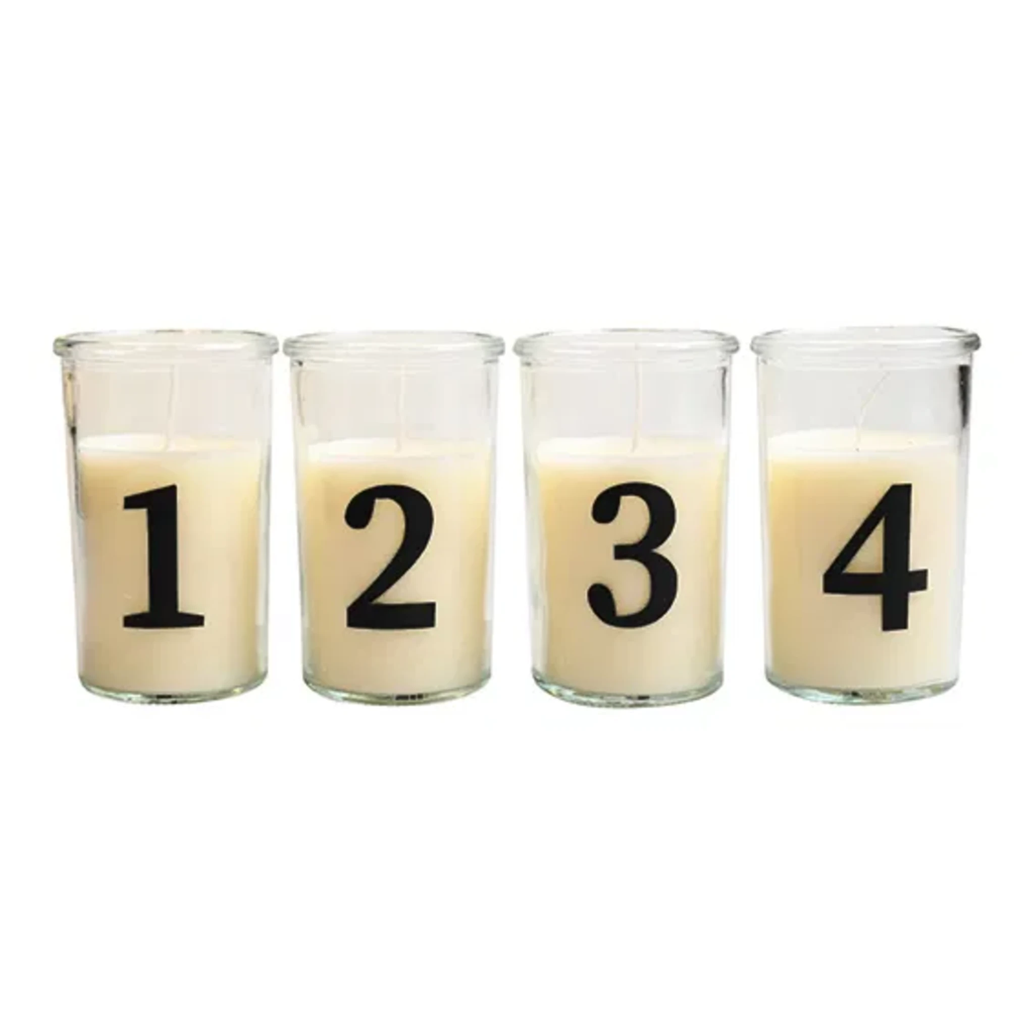 Adventskerze im Glas, weiss 