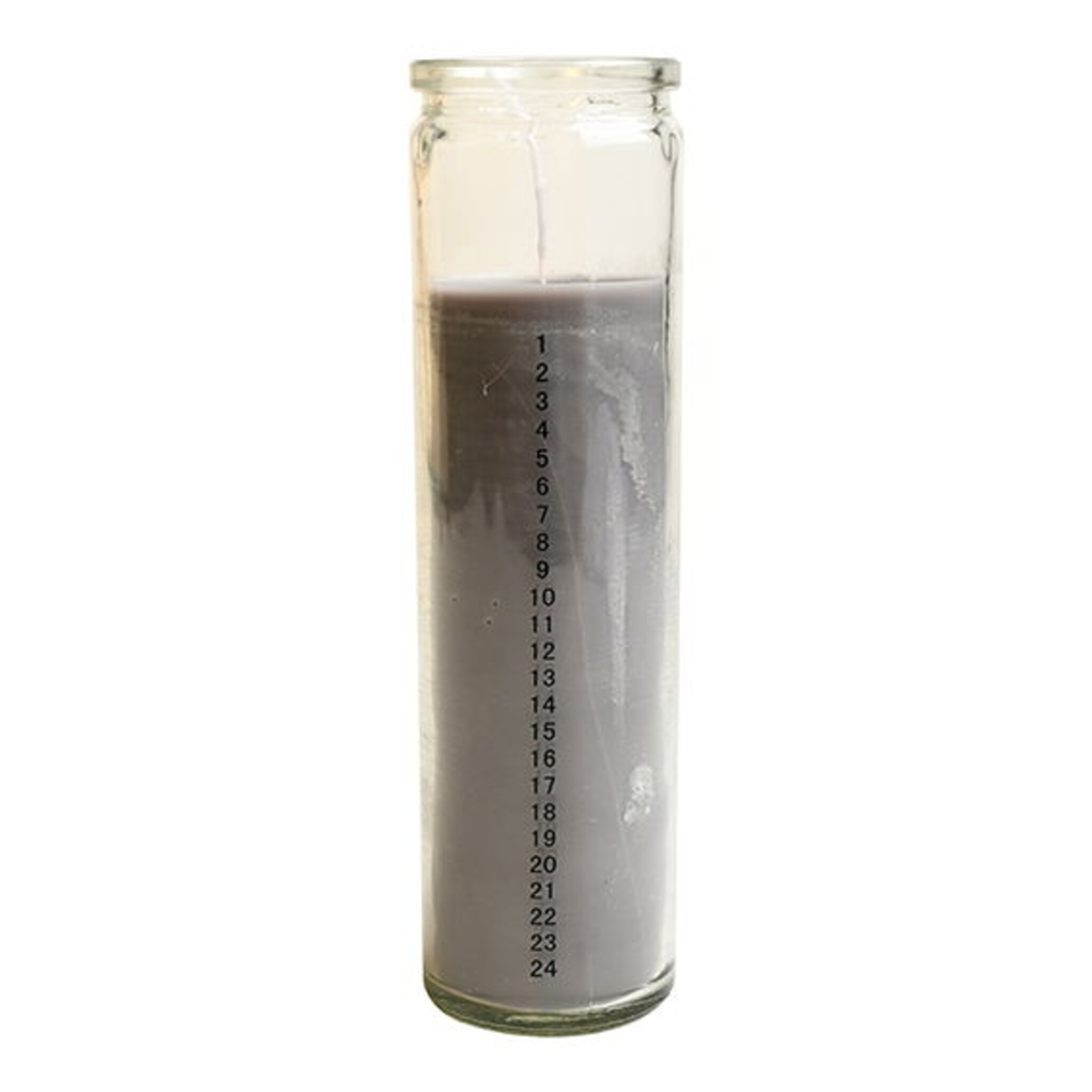 Kalenderkerze im Glas, grau