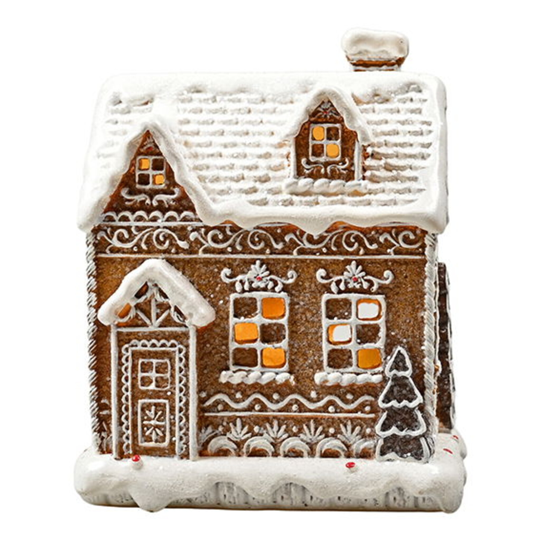 Lebkuchen Lichthaus mit LED, braun