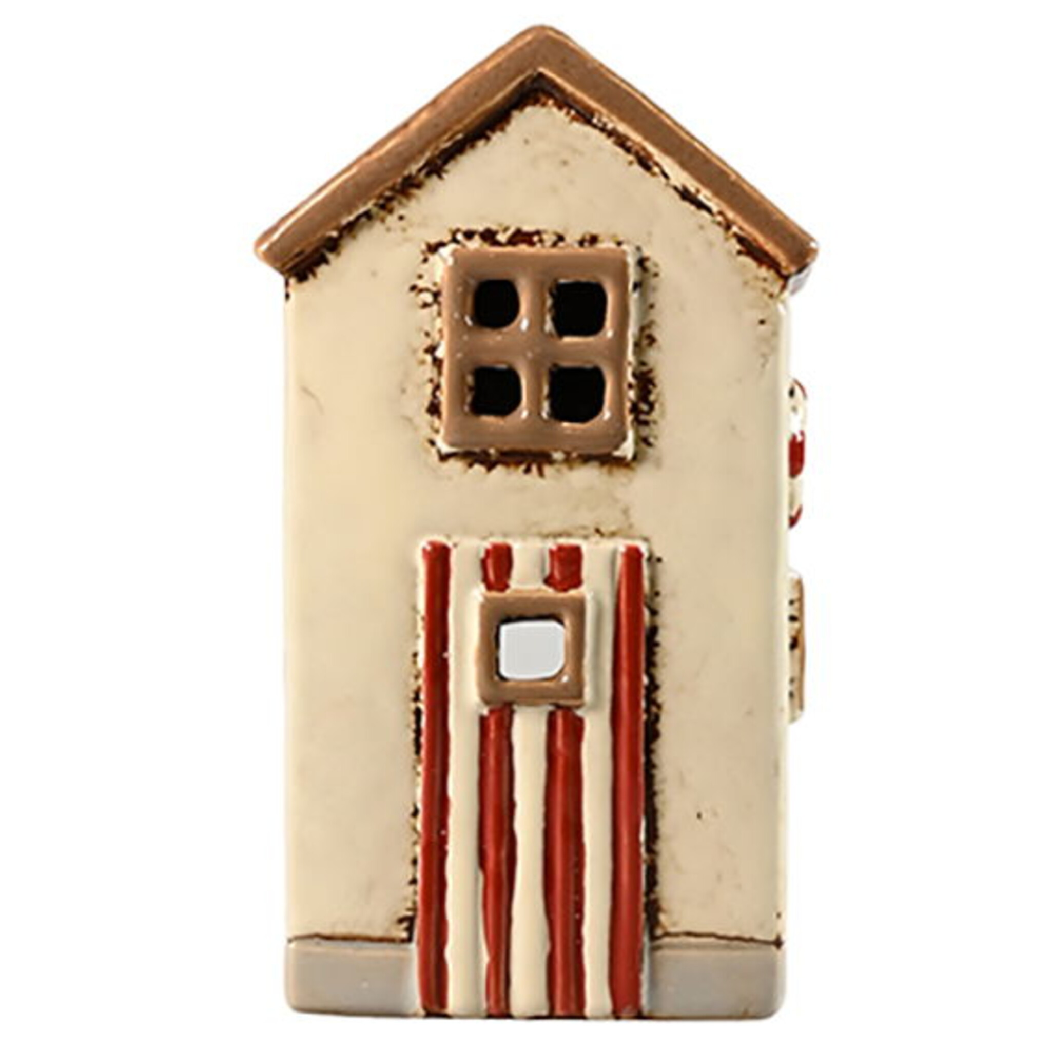 Lichthaus Keramikhaus Strandhütte creme-rot, creme 