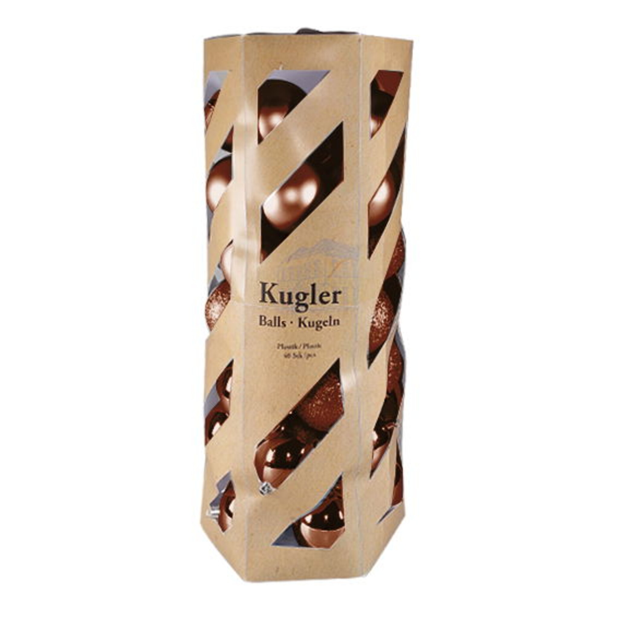 Weihnachtskugeln Mix Box 40er, braun 