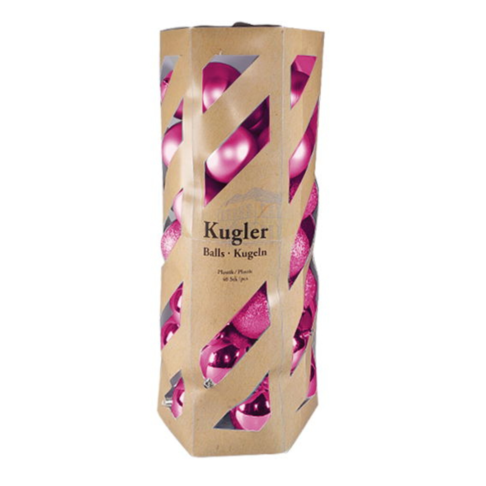 Weihnachtskugeln Mix Box 40er, pink 