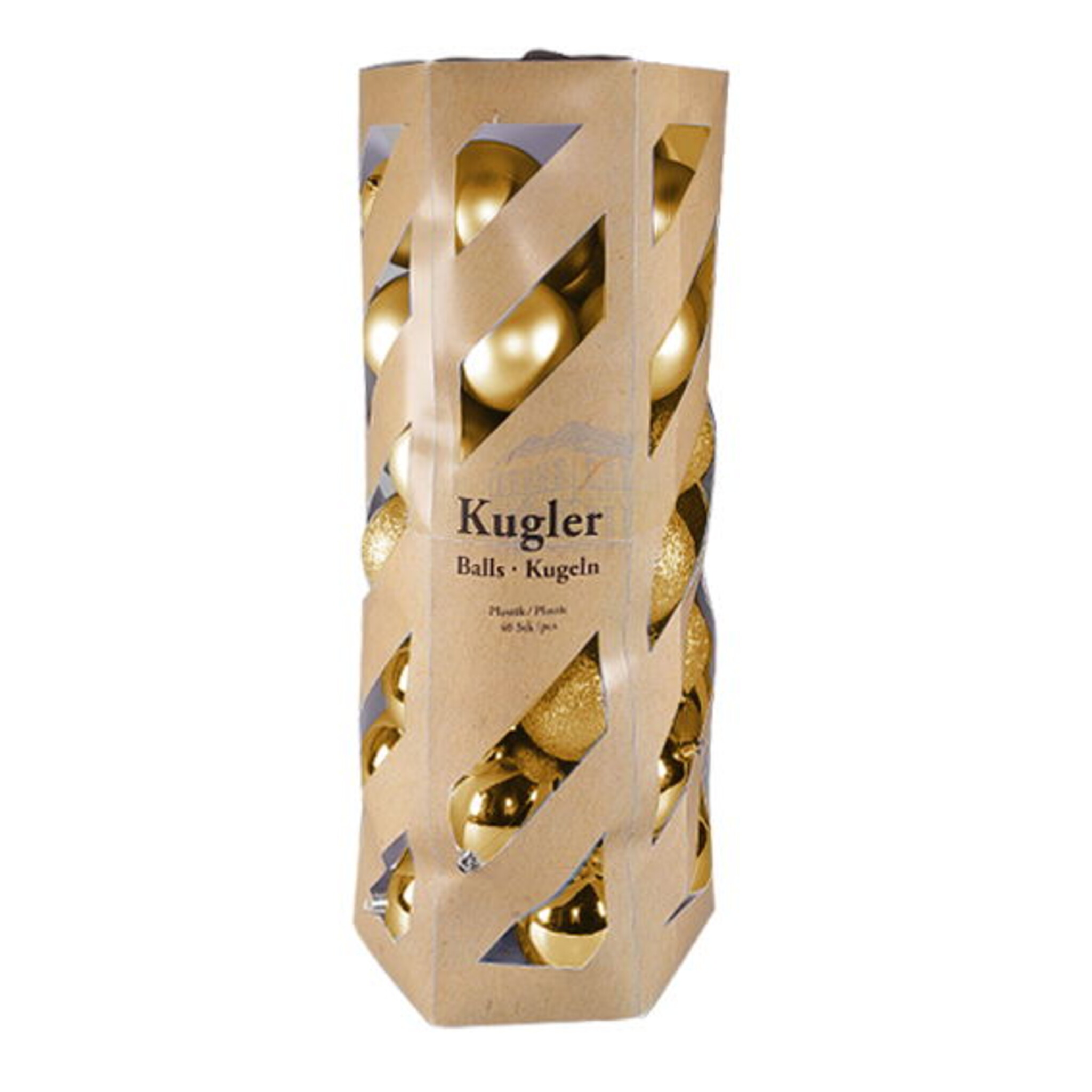 Weihnachtskugeln Mix Box 40er, gold 