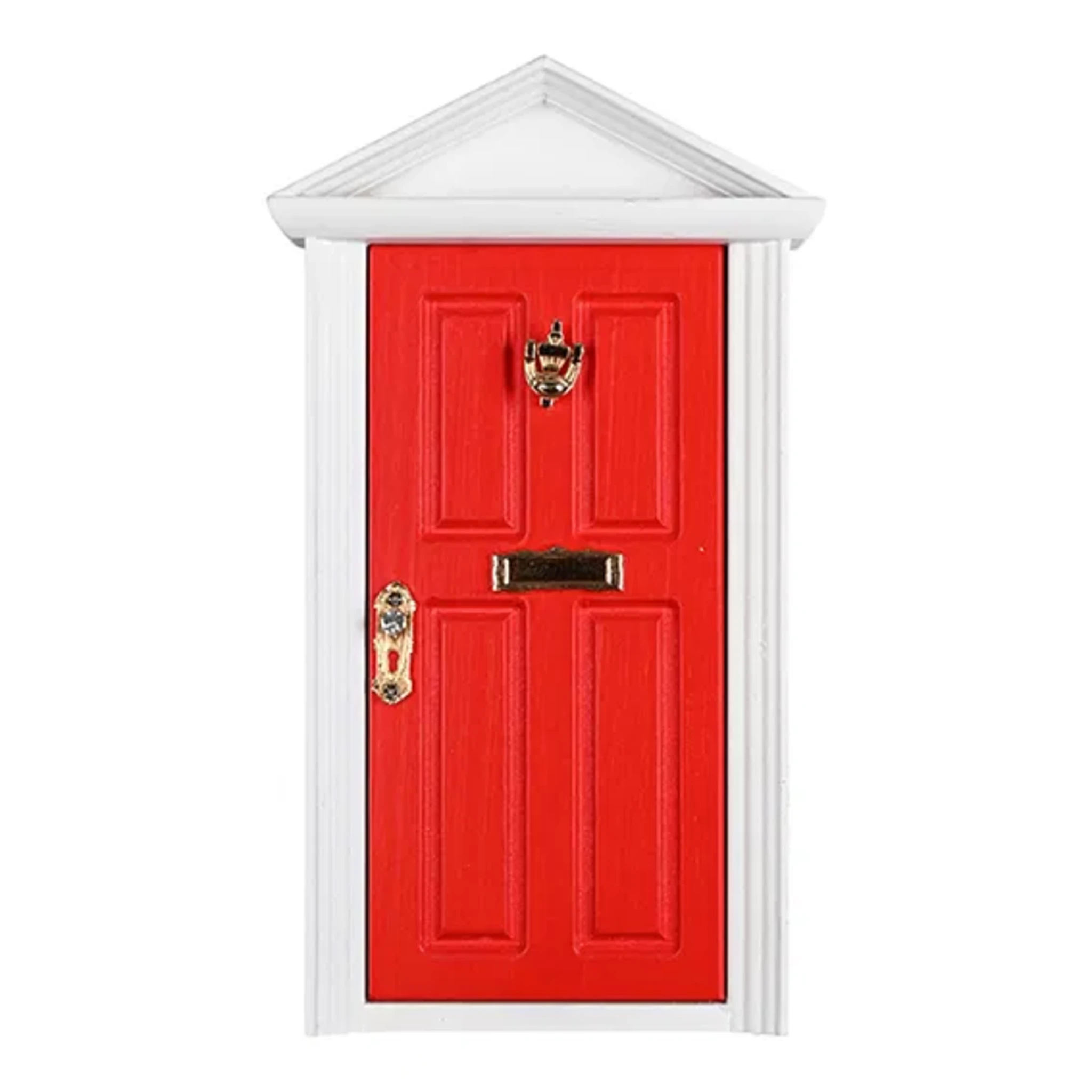 Wichteltür rot mit weißem Rahmen, rot 