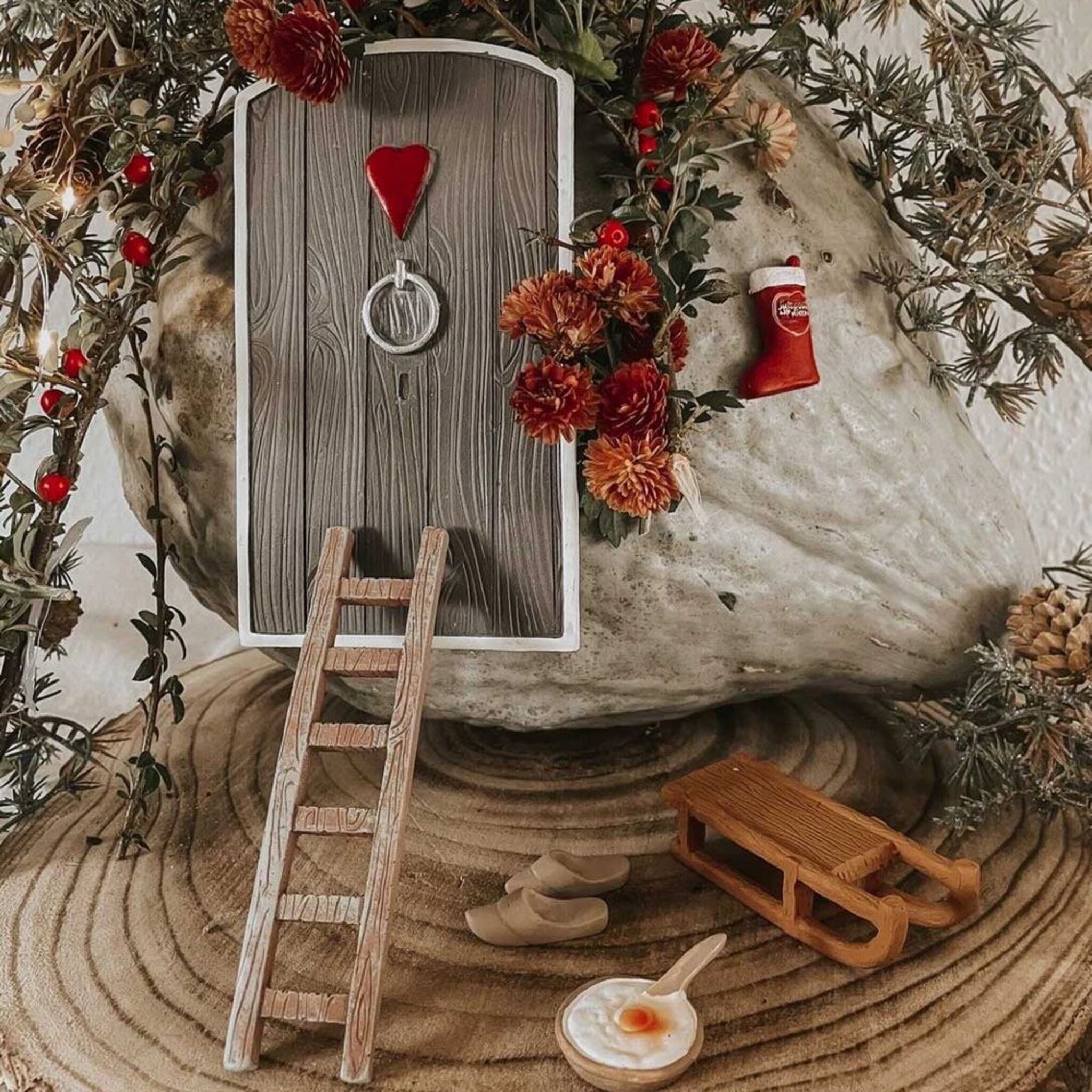 Wichteltür-Set 6-teilig mit Zubehör, braun