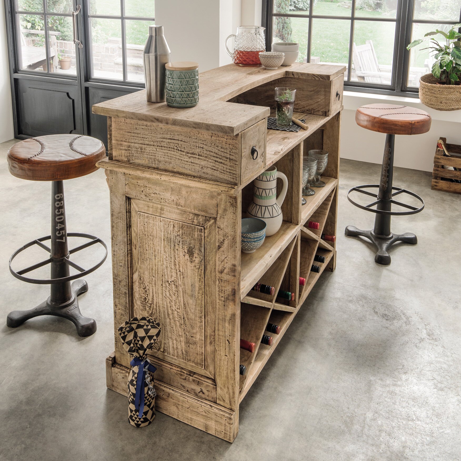 Barschrank Vintage-Natural, braun 