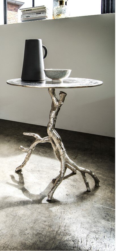 Beistelltisch Branch aus Aluminium, silber 