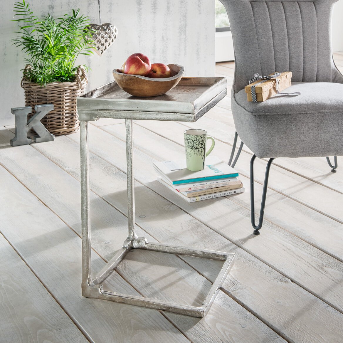 Beistelltisch Ferup aus Aluminium, silber 