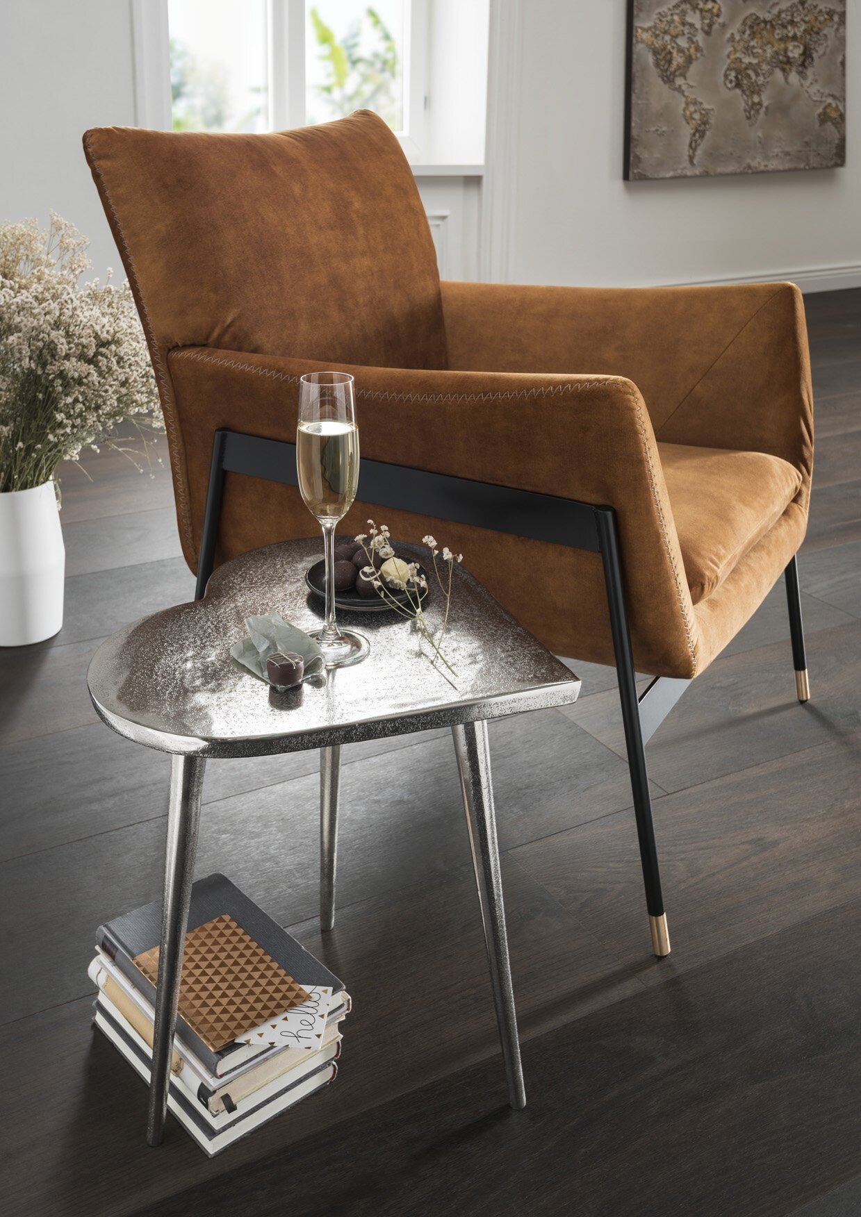 Beistelltisch Heartbreaker aus Aluminium, silber 