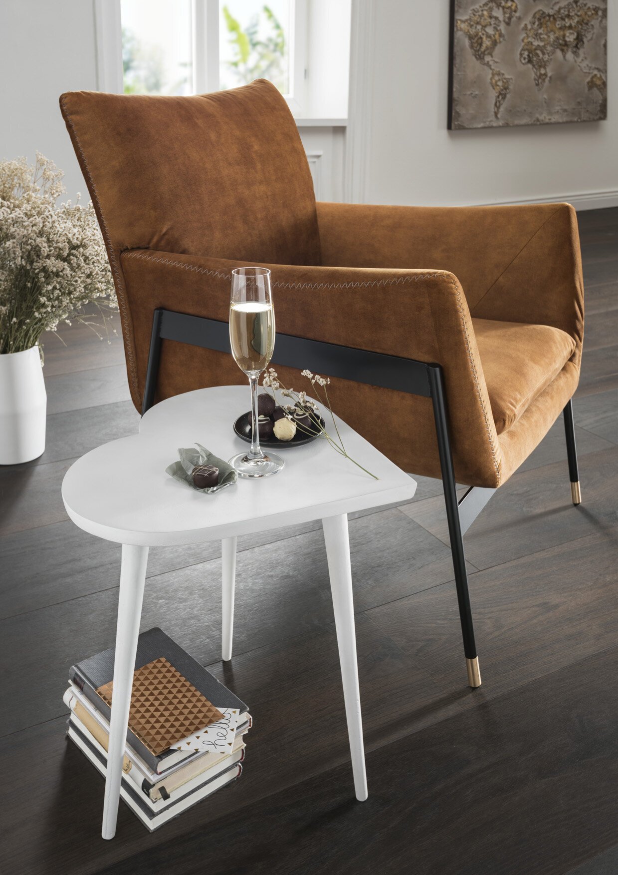 Beistelltisch Heartbreaker aus Aluminium, weiss 