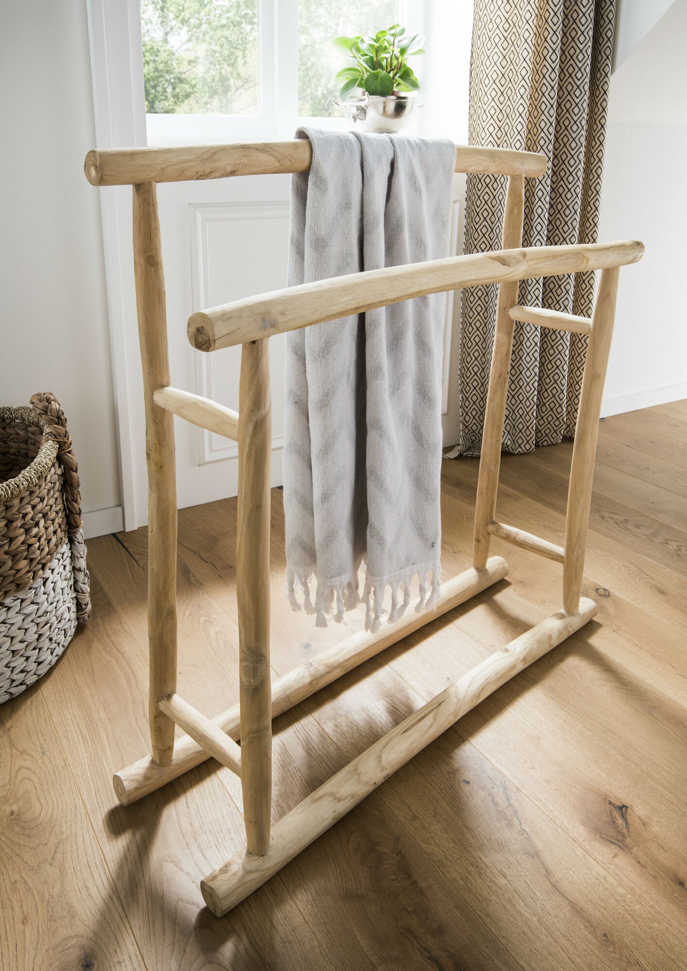 Handtuchständer, aus Teakholz-Ästen, natur 