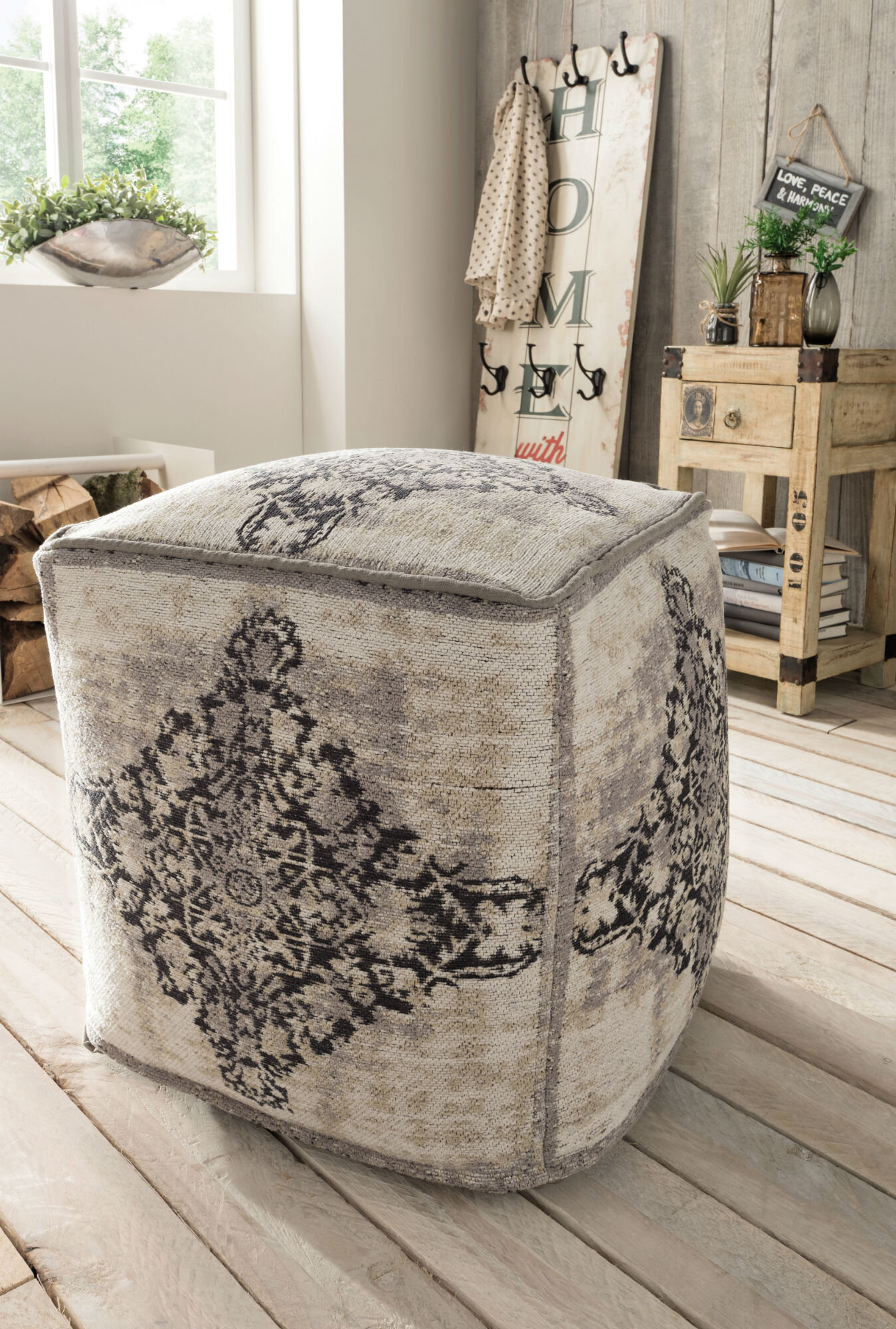 Vintage-Sitzhocker ANTIQUITY, grau 