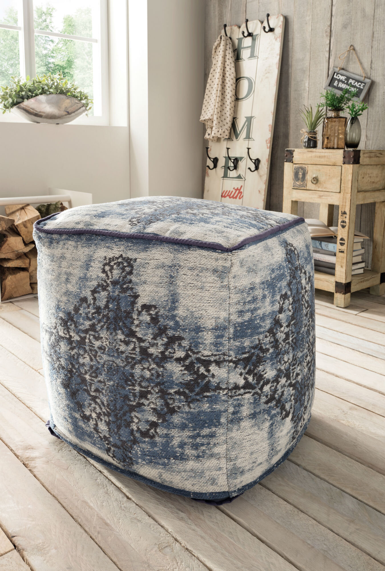 Vintage-Sitzhocker ANTIQUITY, blau 