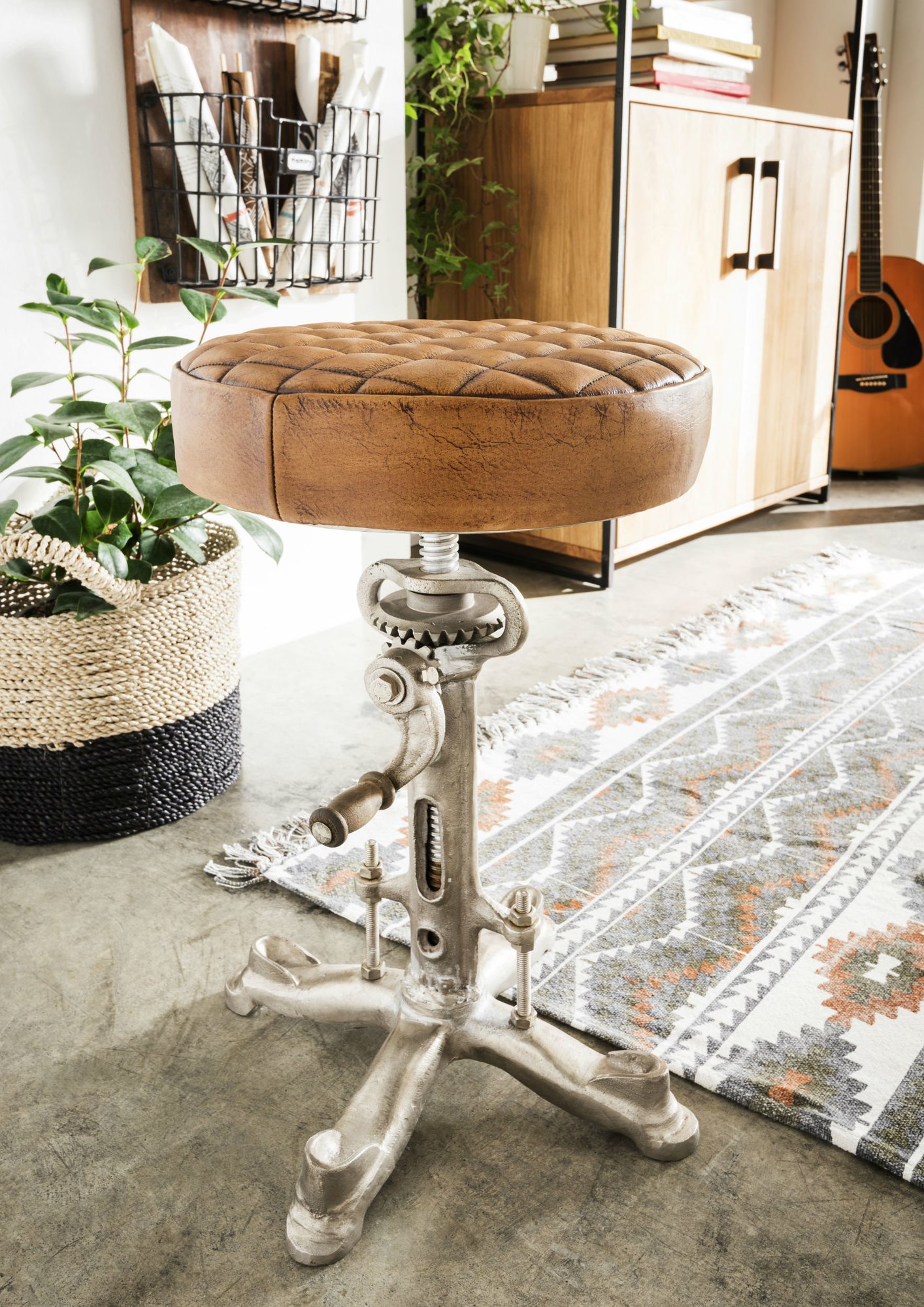 Vintage Sitzhocker Ben, braun 