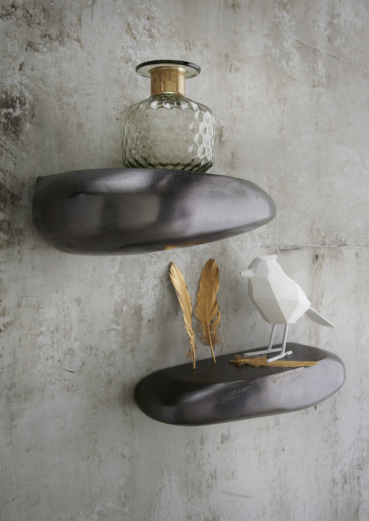 Wandregal Stone, schwarz 