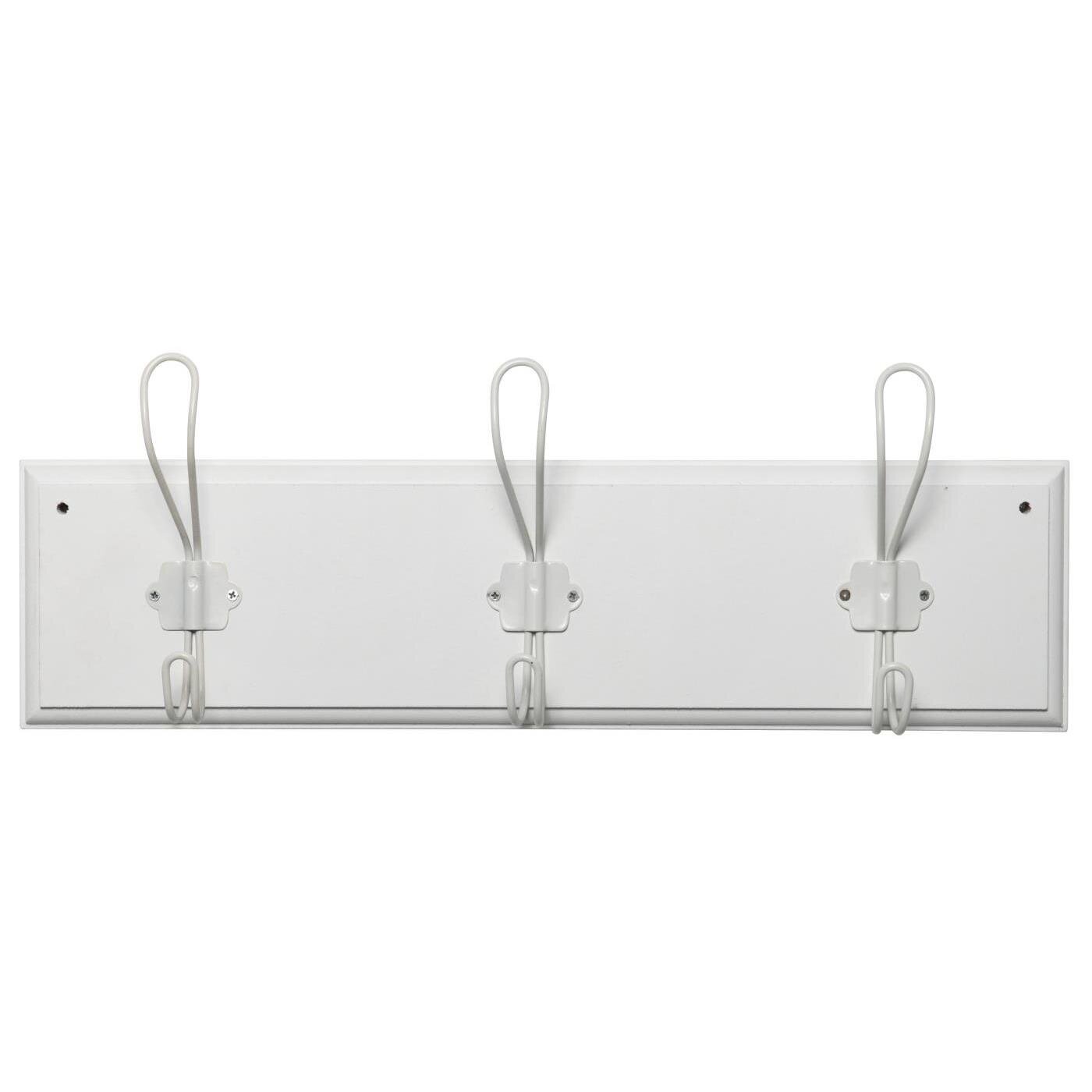 Garderobe Hakenleiste aus Holz und Metall, weiss L45 x B6 x H16 cm