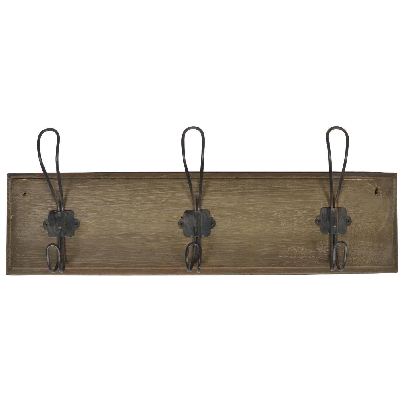 Garderobe Hakenleiste aus Holz und Metall, braun L45 x B6 x H16 cm