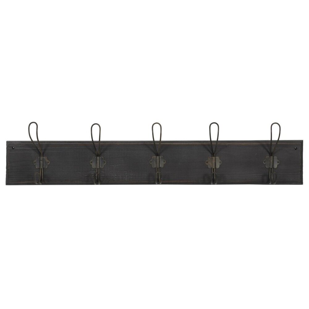 Garderobe Hakenleiste aus Holz und Metall, schwarz L75 x B6 x H16 cm