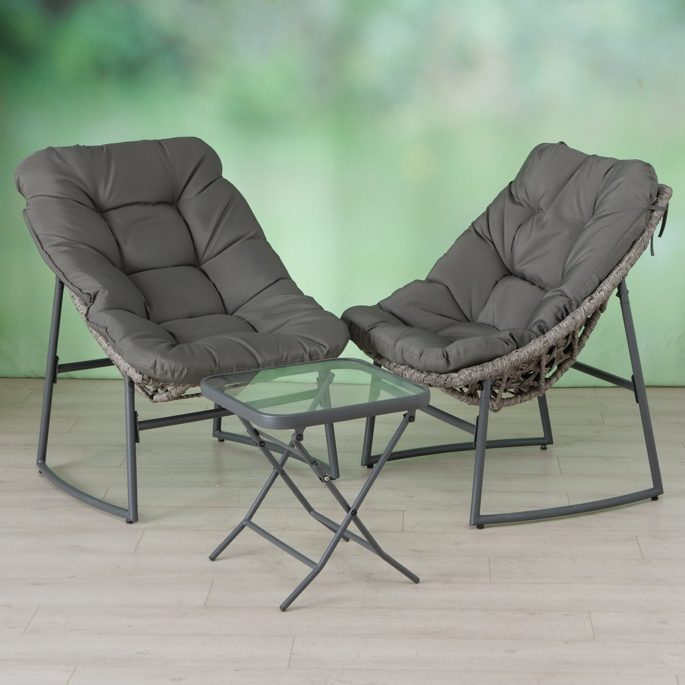 Gartenmöbel Set Levin Rattan, grau 