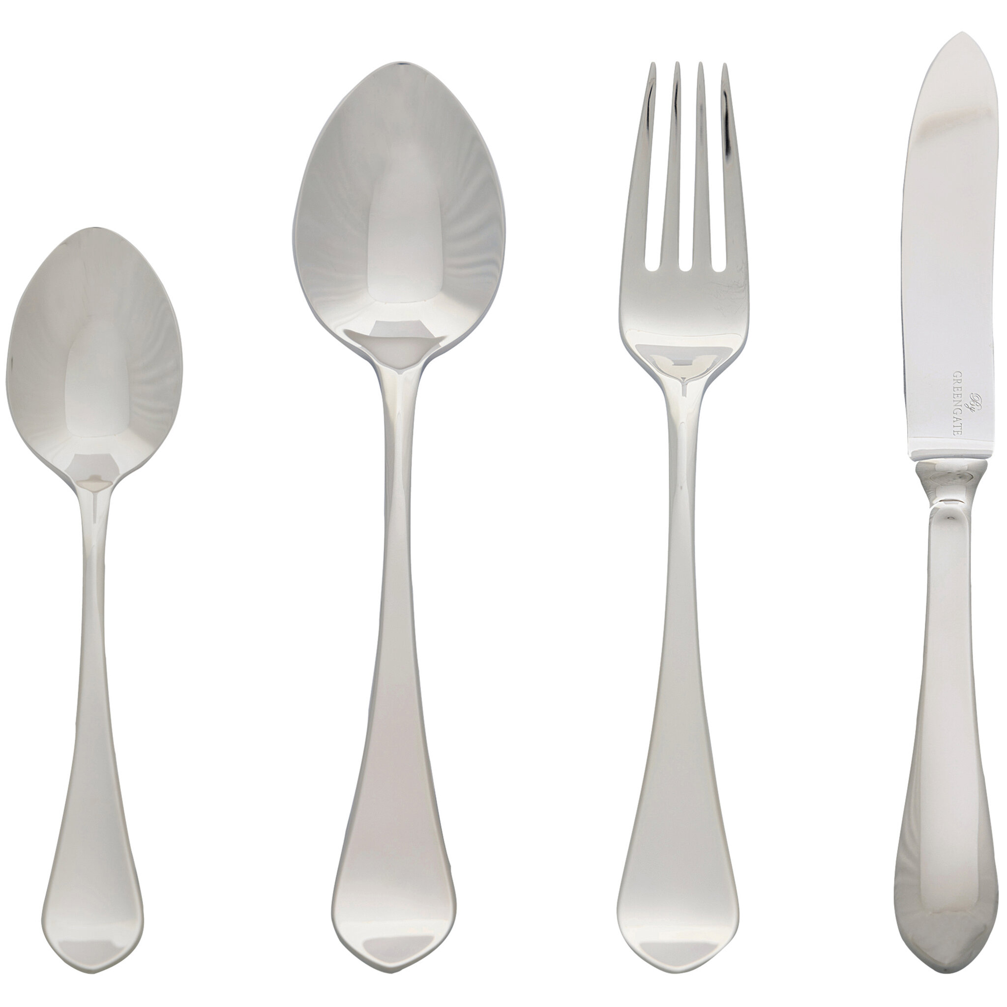 Dinner Besteck Set Curved 4-teilig, silber 