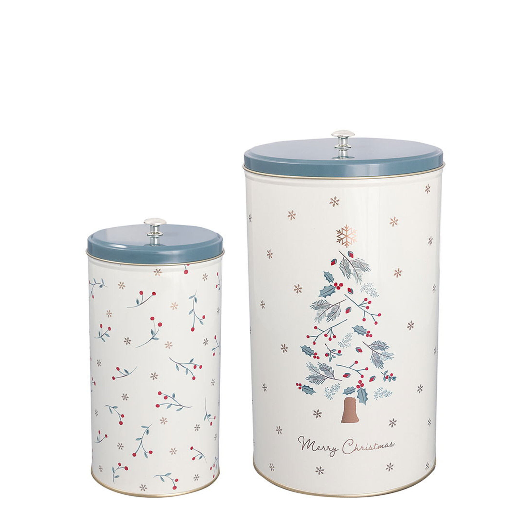 Runde Dosen Lucie Xmas 2er Set, weiss 