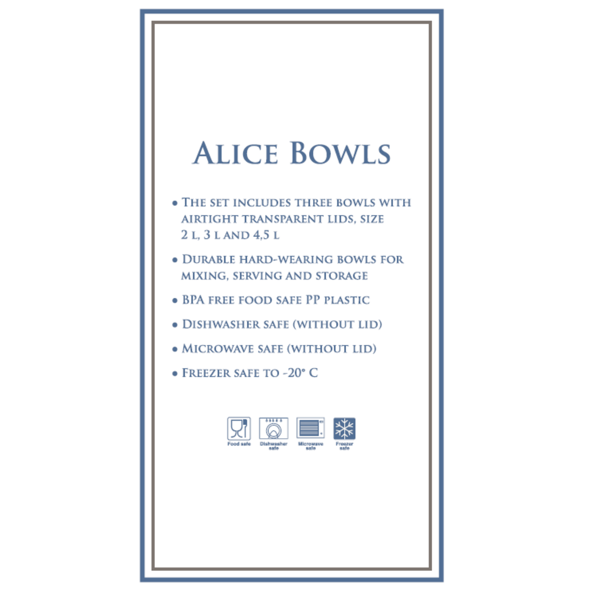 Schüssel 3er Set Alice aus Kunststoff,  