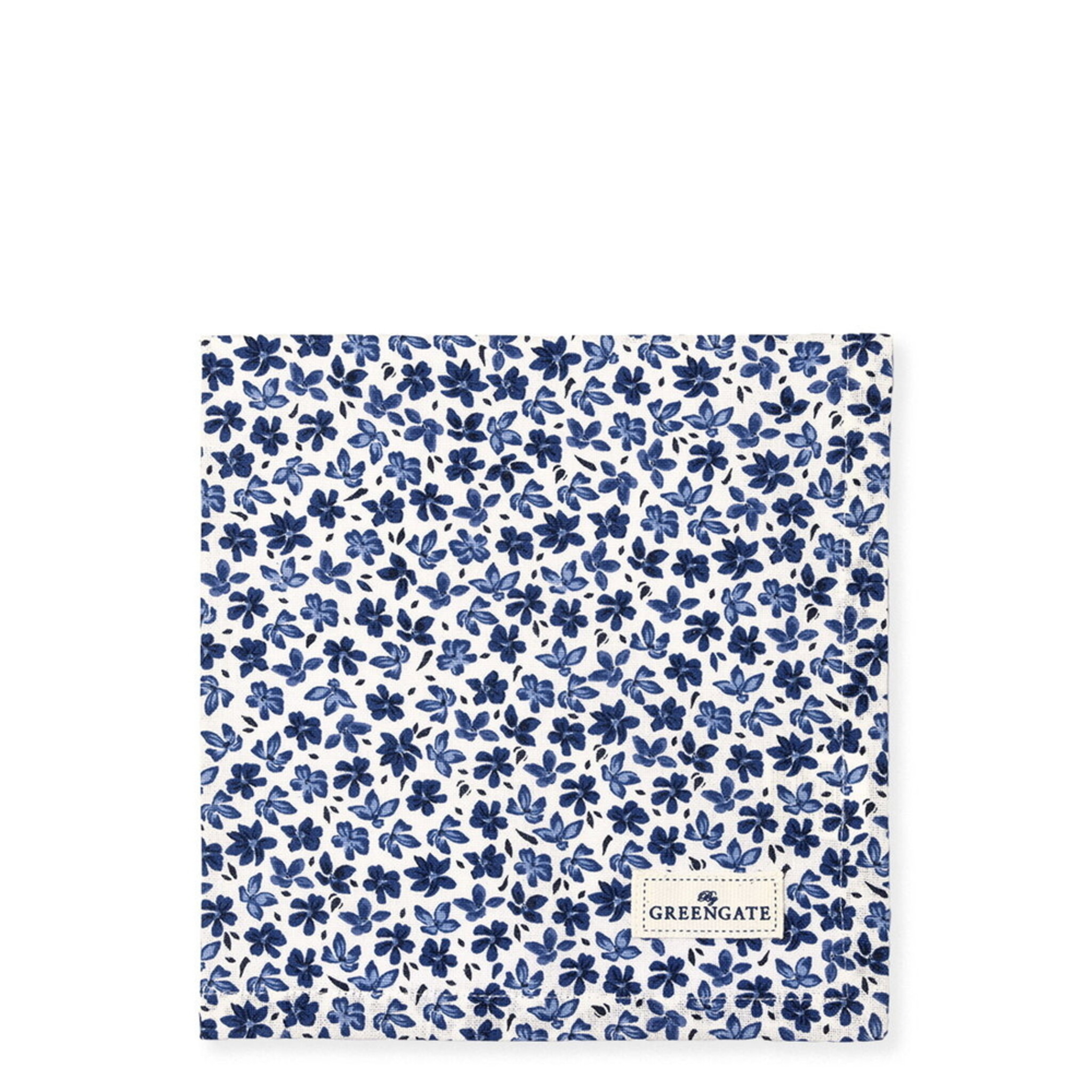 Stoffserviette Dahla white, blau 