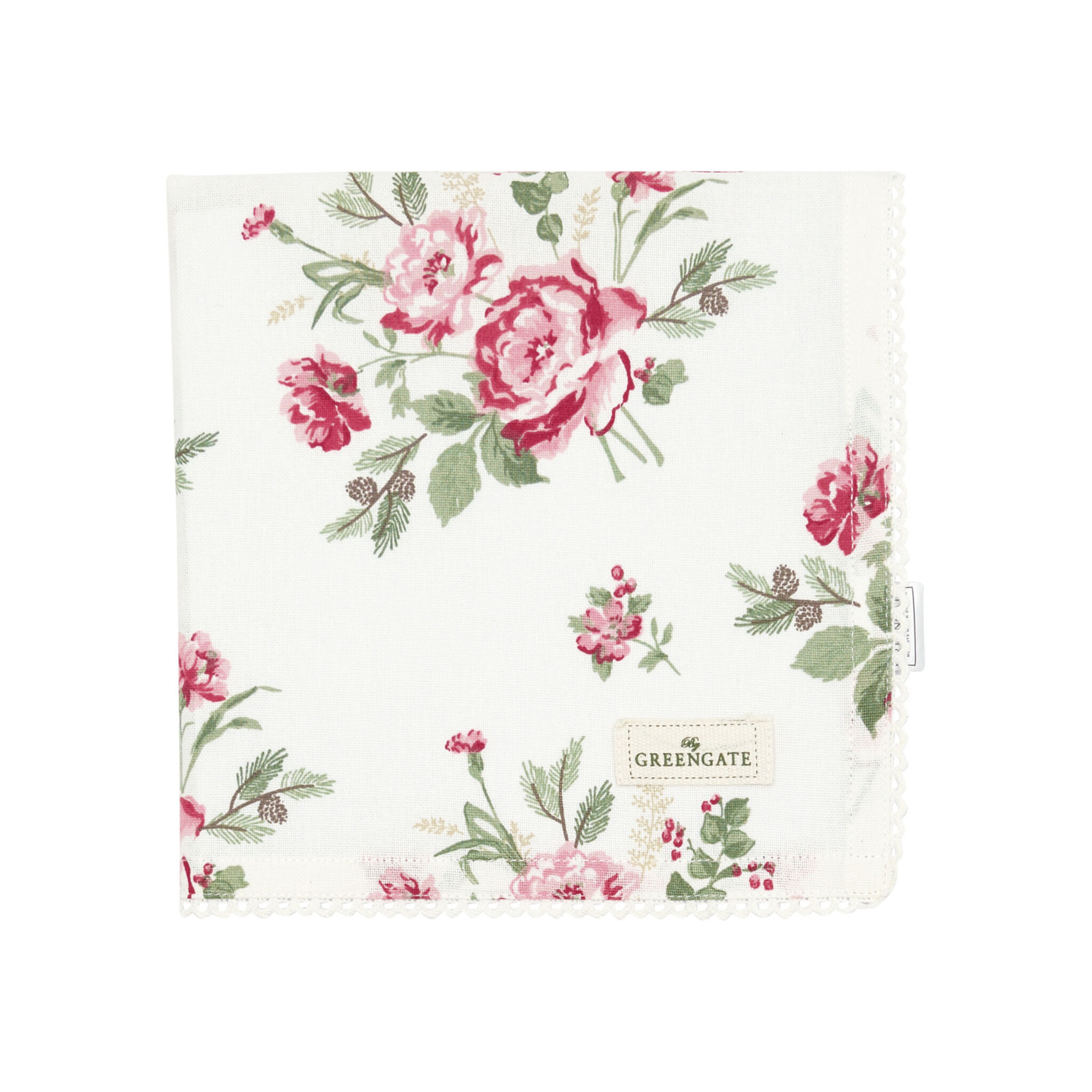 Stoffserviette Leonora mit Spitze, weiss 