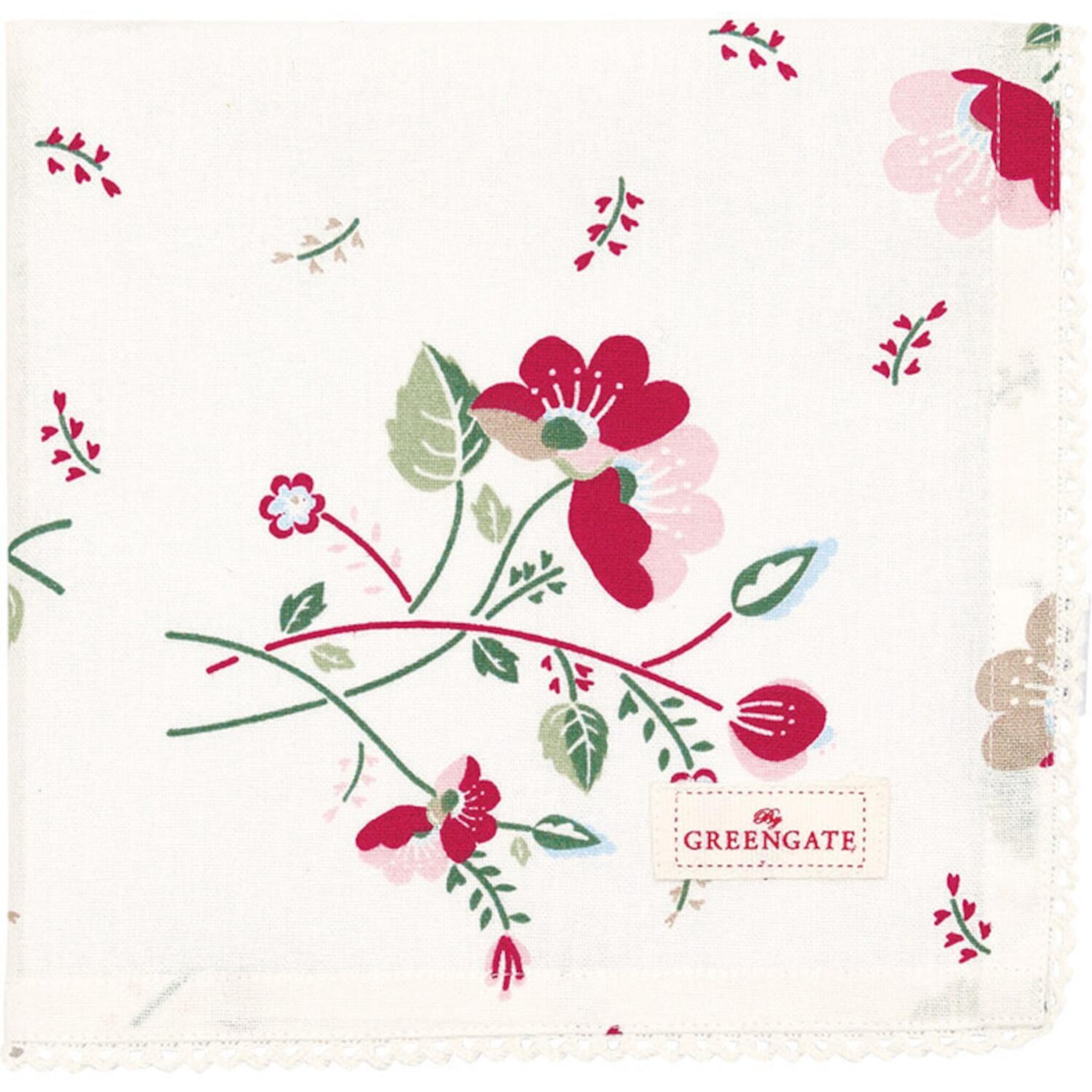 GreenGate Stoffserviette mit Spitze Mozy, pink 