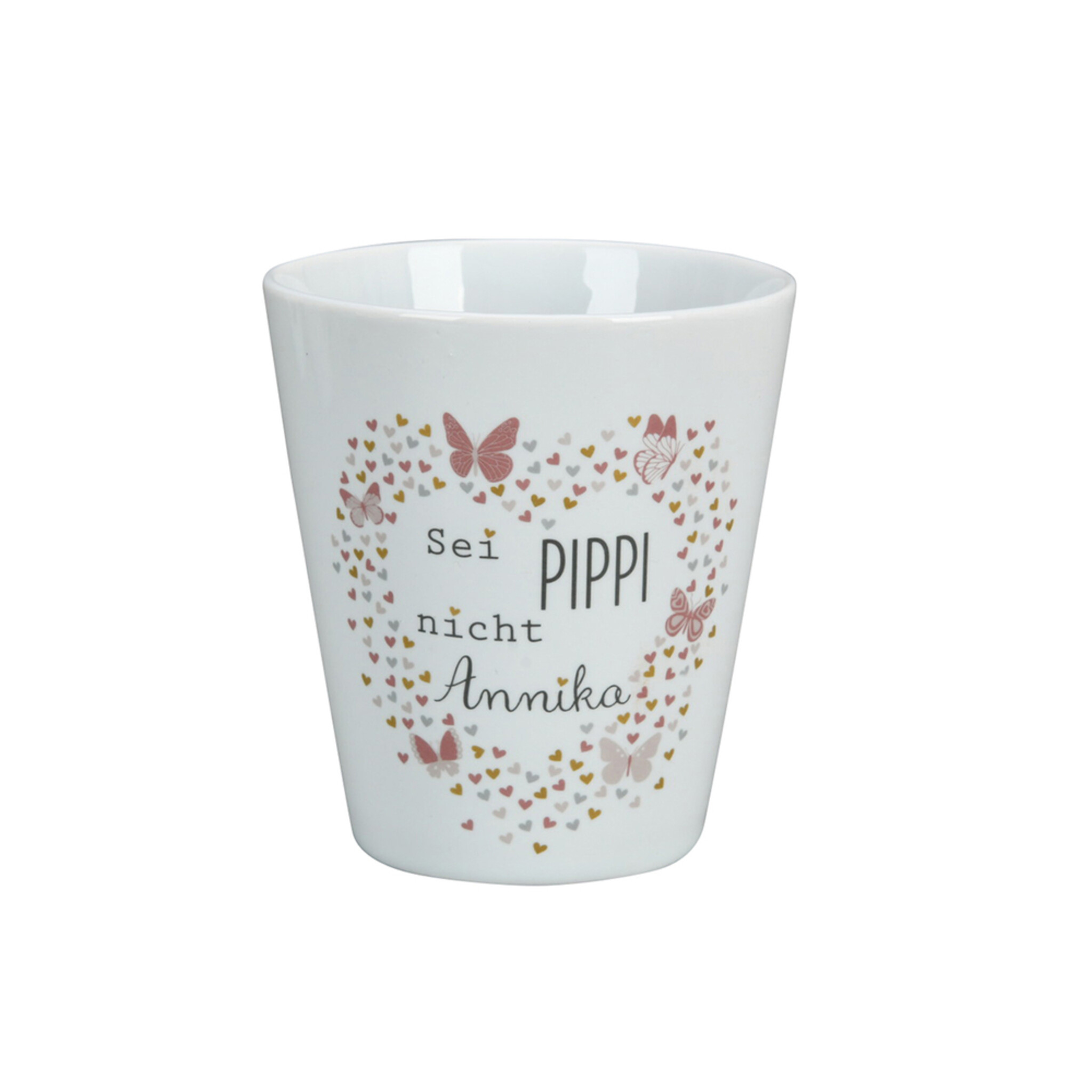 Happy Mug Becher Sei Pippi, nicht Annika, weiss 