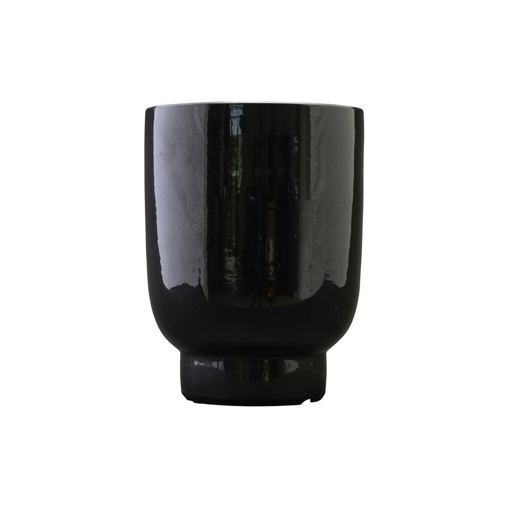 House Doctor Blumentopf Pflanzgefäß aus Ton, schwarz ∅ 20 cm, Höhe 26 cm