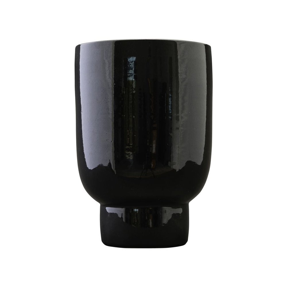 House Doctor Blumentopf Pflanzgefäß aus Ton, schwarz ∅ 22 cm, Höhe 32 cm