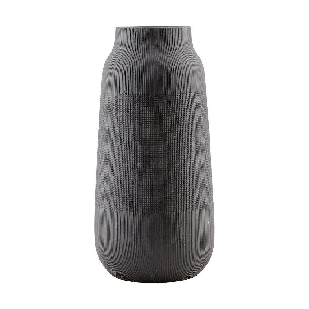 House Doctor Vase Groove, schwarz ∅ 16 cm, Höhe 35 cm