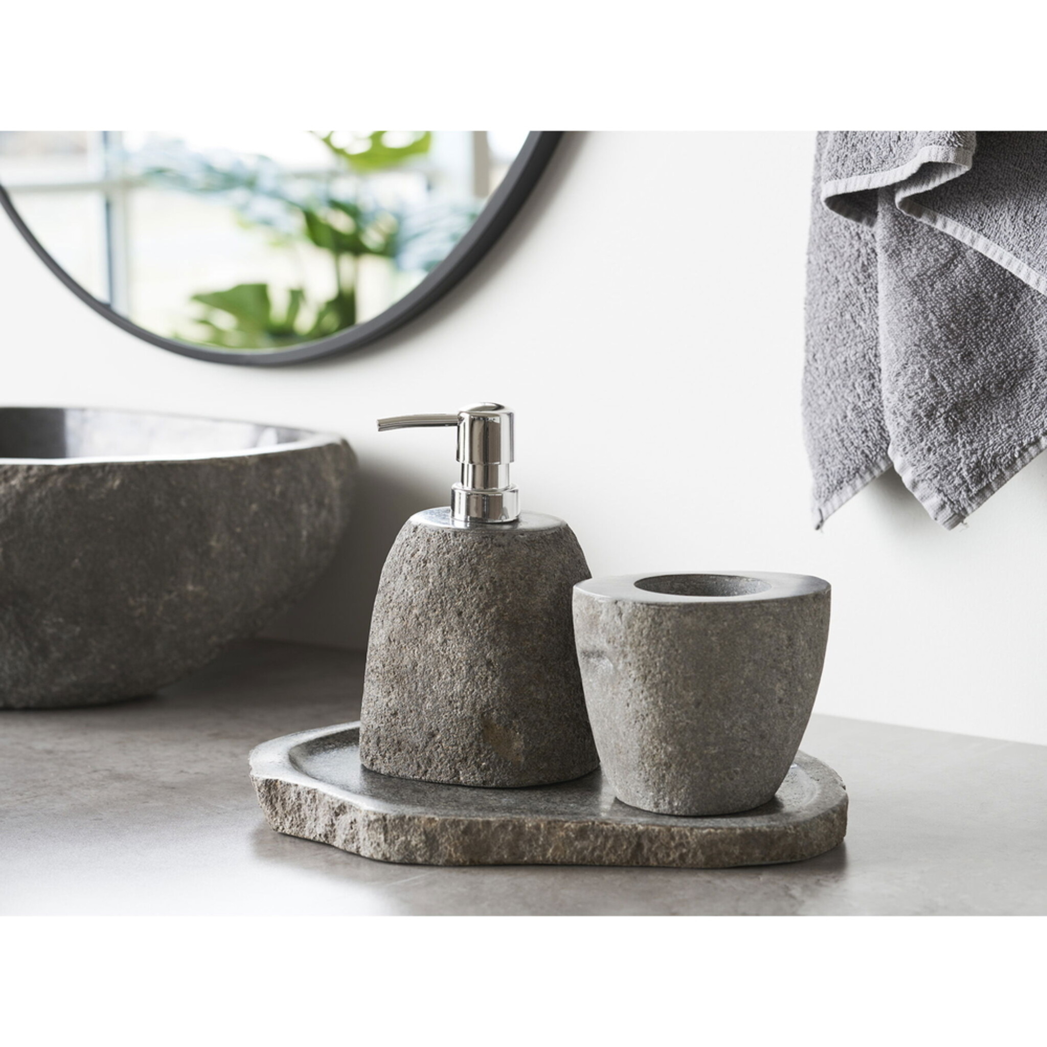 Gara Tablett aus Stein, natur 