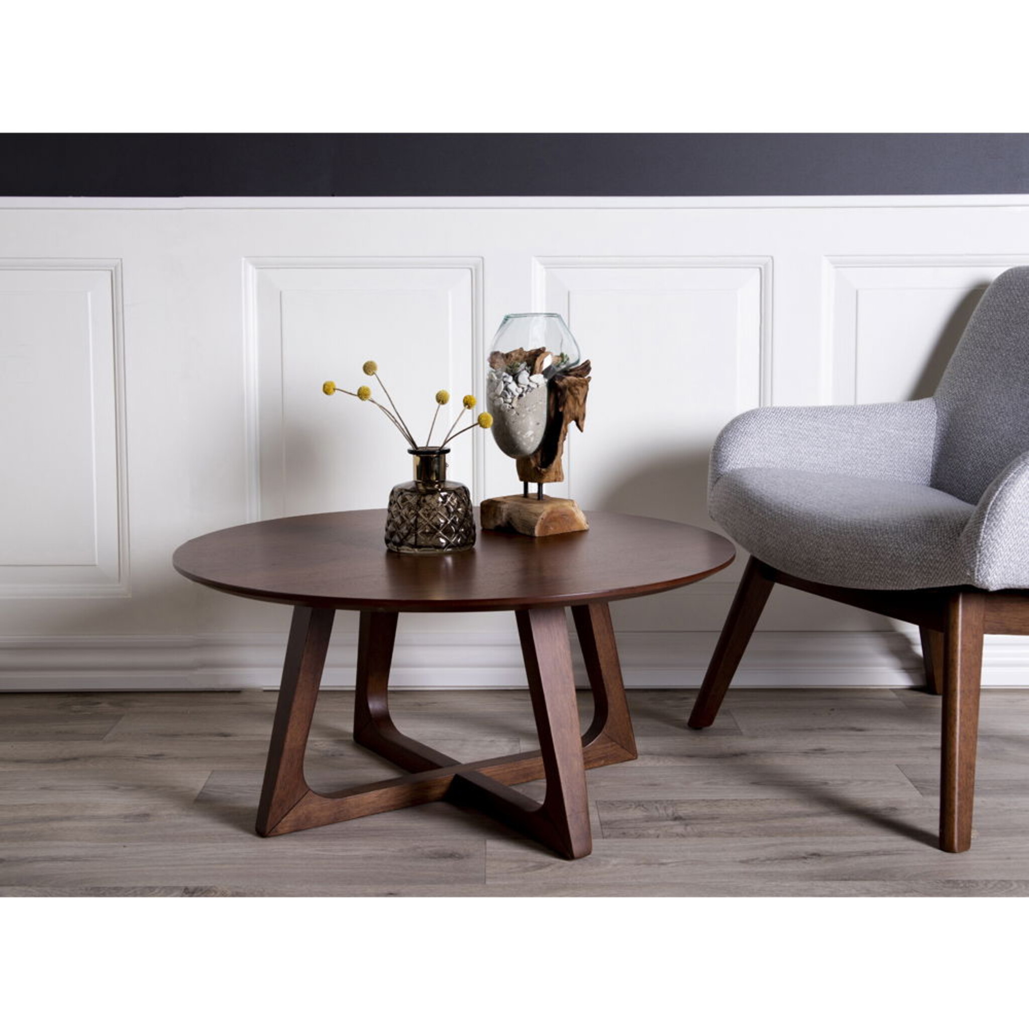 San Marino Waterdrop Glasschale auf Teakholz Ständer, natur 