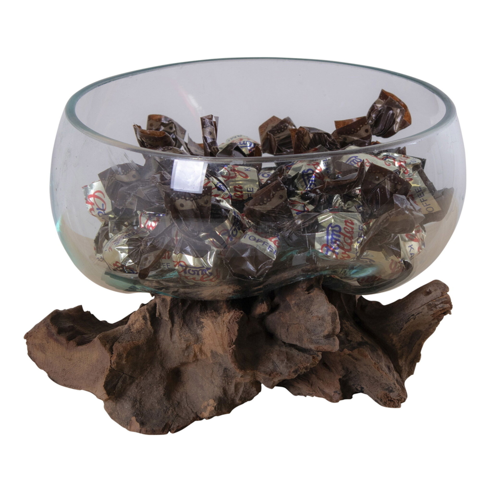 San Marino Waterdrop Teakwurzel mit Glaschale, natur 