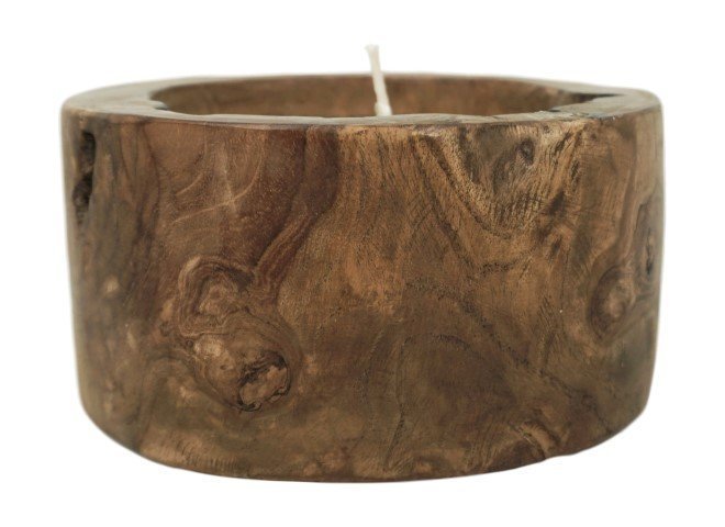 Baumstammkerze Teakholz, natur Ø20x10 cm