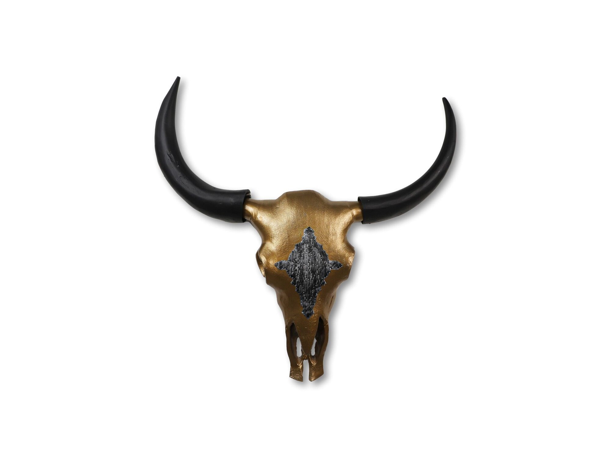 Büffelkopf Gold/Schwarz Metall, gold 60x60x10 cm