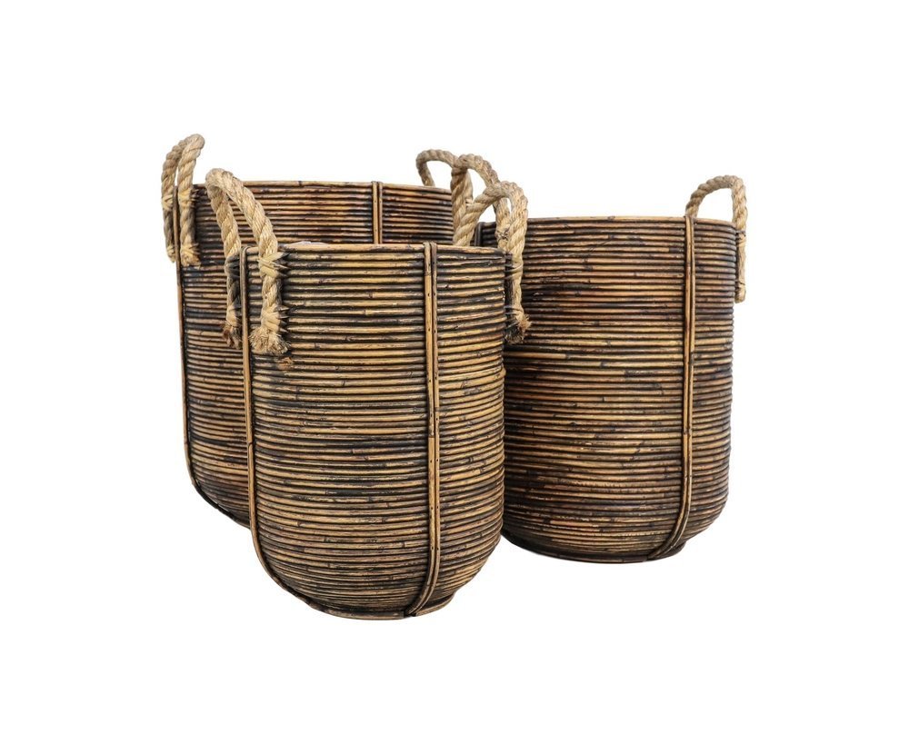 Korbset Kika Rattan 3er, schwarz 