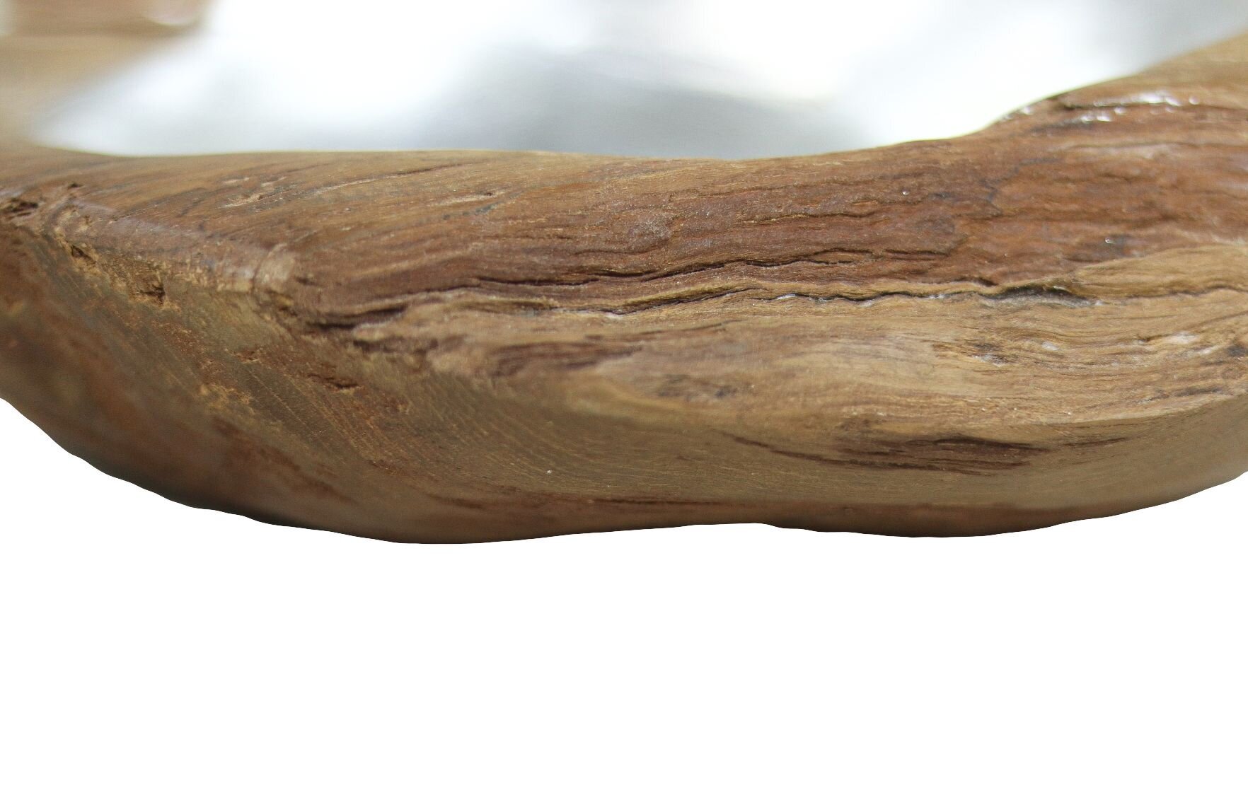 Obstschale Teakholz mit Aluminiumschale silber, natur
