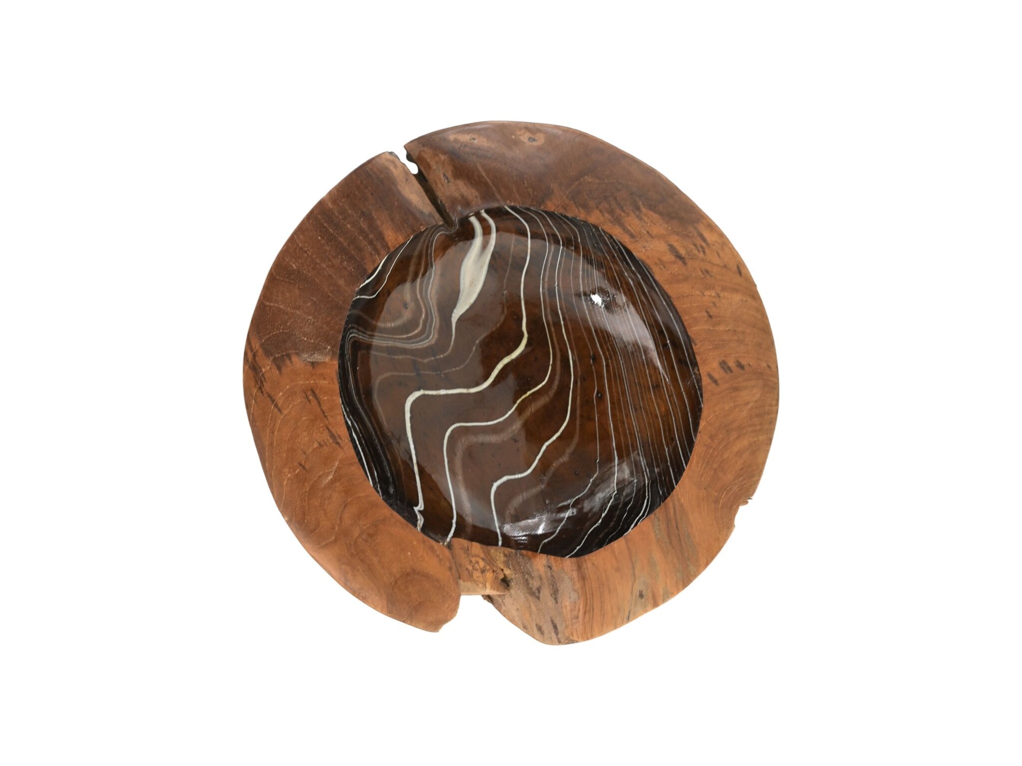 Obstschale Teakholz mit Epoxy, natur ø 40 x 6 cm