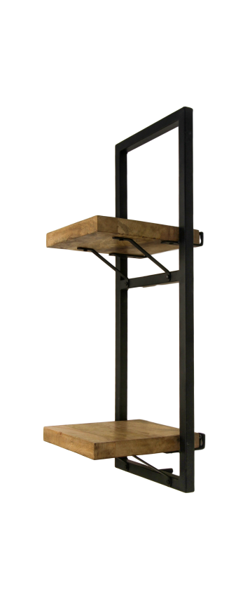 Wandboard Levels 2 Mangoholz, Eisen, schwarz 25x22x70 cm