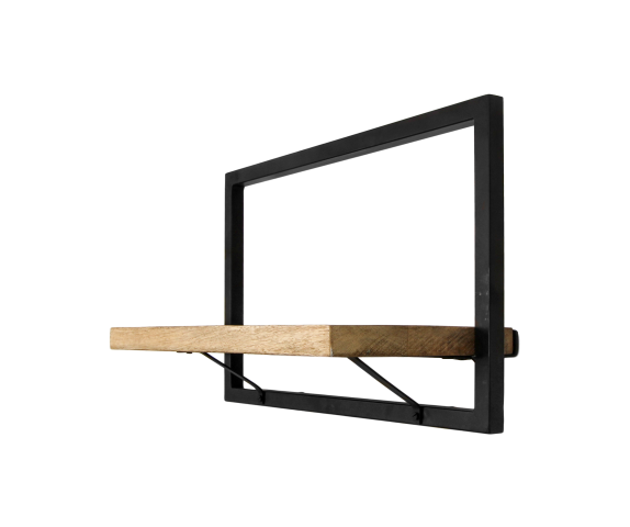 Wandboard Levels 2 Mangoholz, Eisen, schwarz 51x22x32 cm