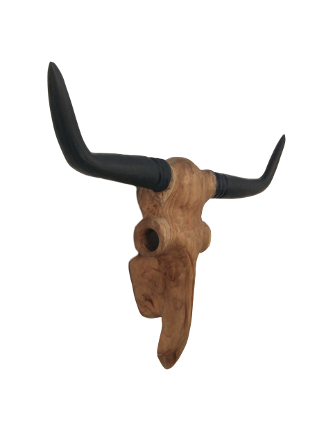Wanddekoration Büffelkopf, natur 