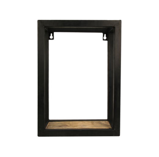 Wandregal Levels aus Mangoholz und Eisen, schwarz 25x14x35 cm