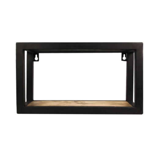 Wandregal Levels aus Mangoholz und Eisen, schwarz 35x14x20 cm