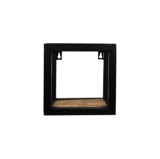 Wandregal Levels aus Mangoholz und Eisen, schwarz 20x14x20 cm
