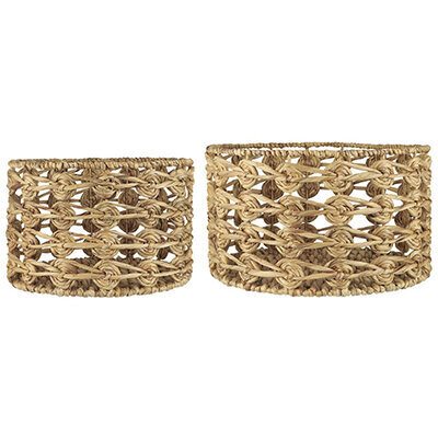 2er Korbsatz Wasserhyzinthe handgefertigt, natur