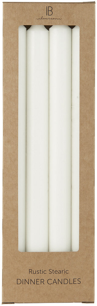 4 Dinner Candles, rustikale Stabkerzen, weiss 